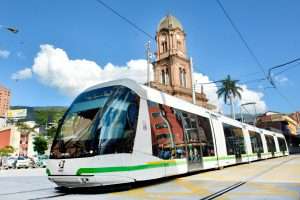 Tranvía in the center of Medellin, an innovative public transportation mean