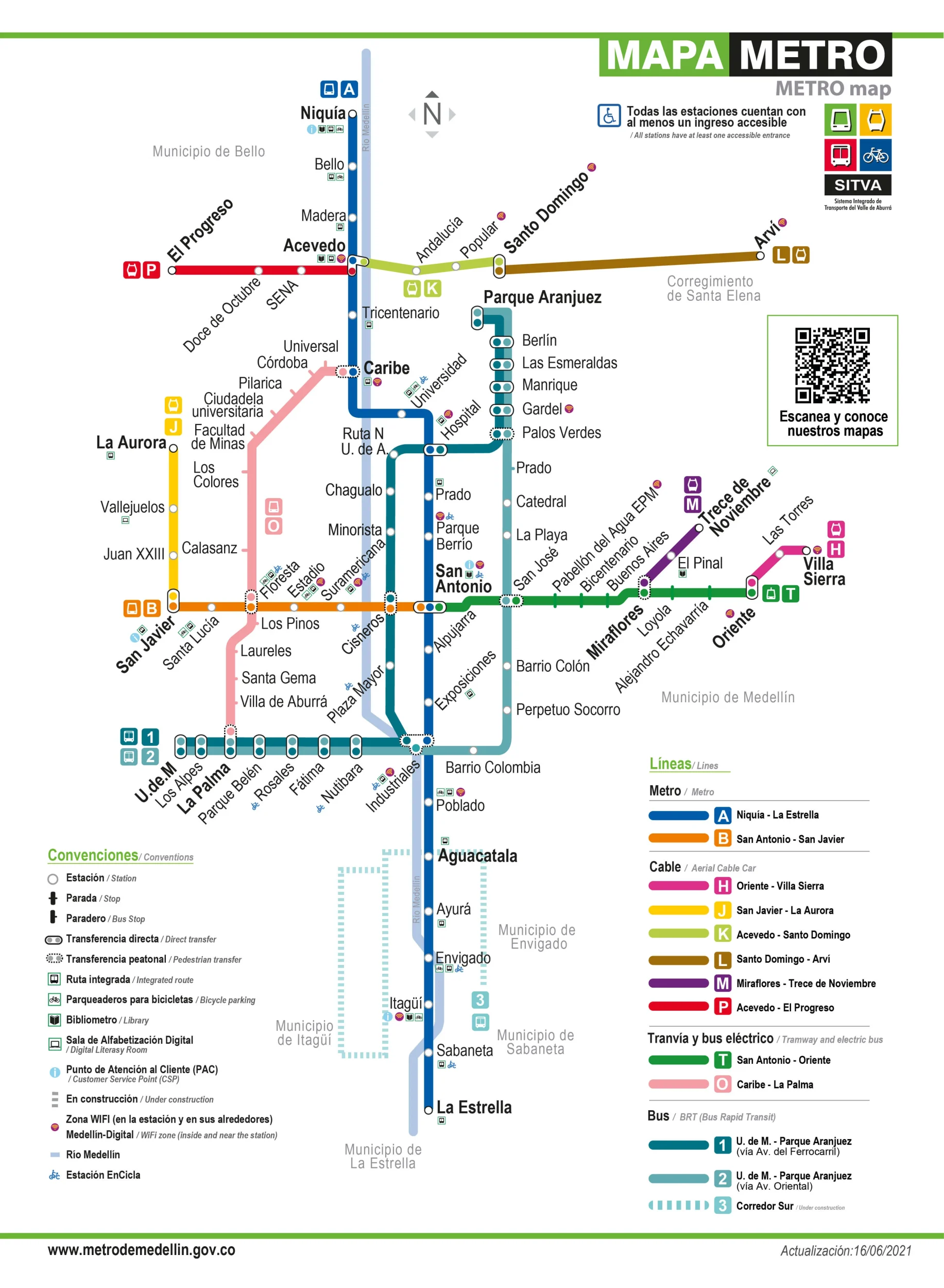 Mapa Metrocable Medellín